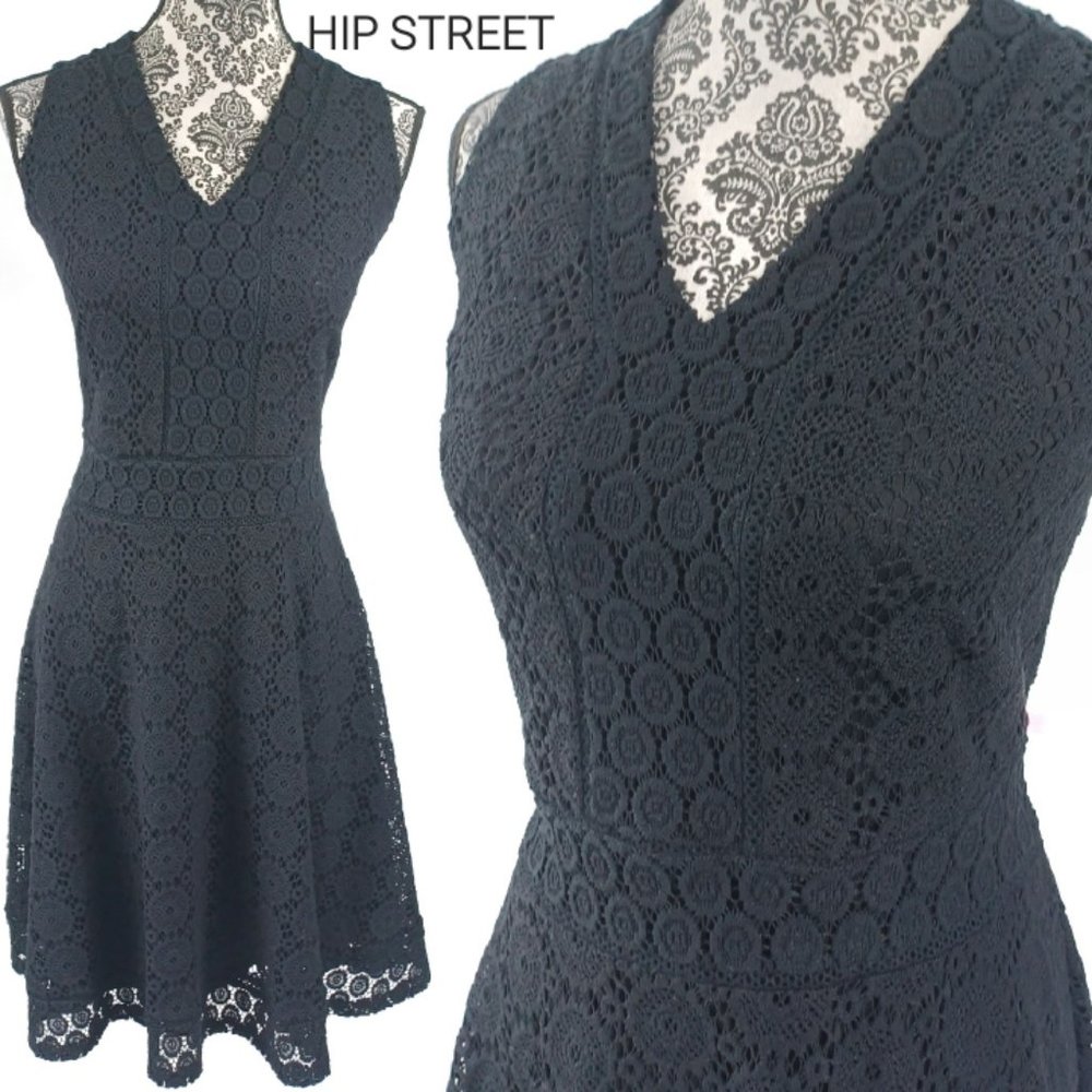 CHARTER CLUB Dress Sleeveless V Neck Stretch Lace Fit & Flare L